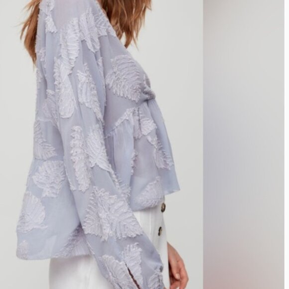 Wilfred romantic boho distressed flowy sheer blouse with appliques - Picture 2 of 15